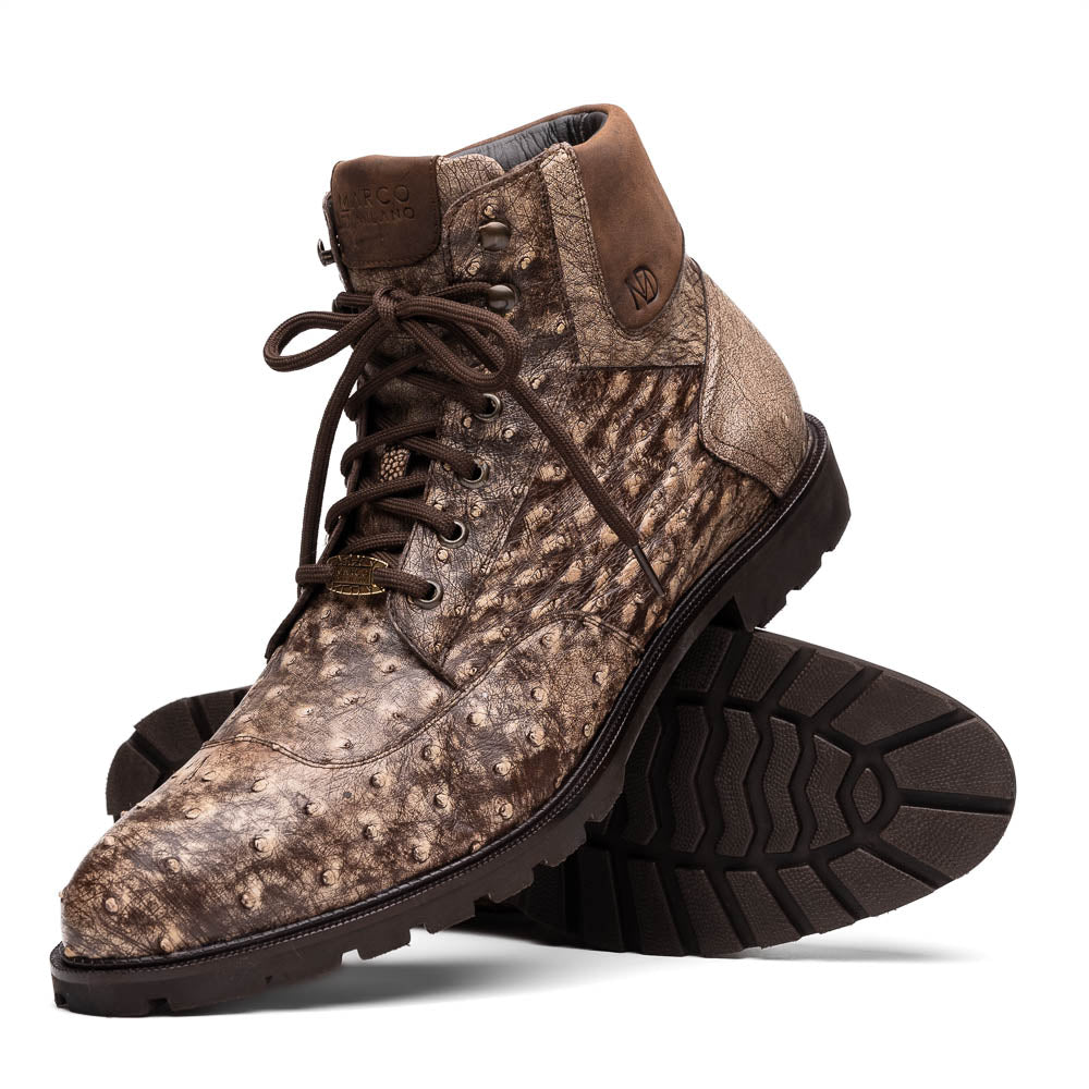 Marco Di Milano Renzo Ostrich Lace Up Boots Stone Brown