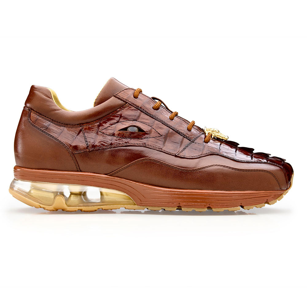 Belvedere Rex Genuine Caiman Crocodile & Calfskin Sneaker Antique Peanut (Y44)
