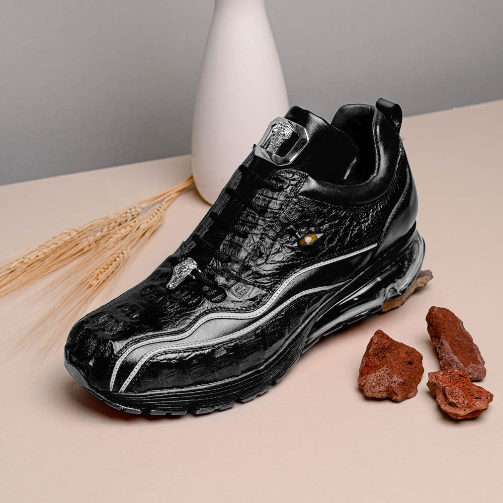 Belvedere Rexy Hornback Crocodile and Calfskin Sneakers Black
