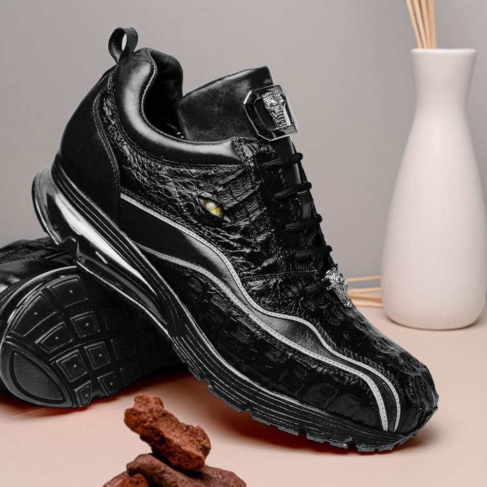 Belvedere Rexy Hornback Crocodile and Calfskin Sneakers Black