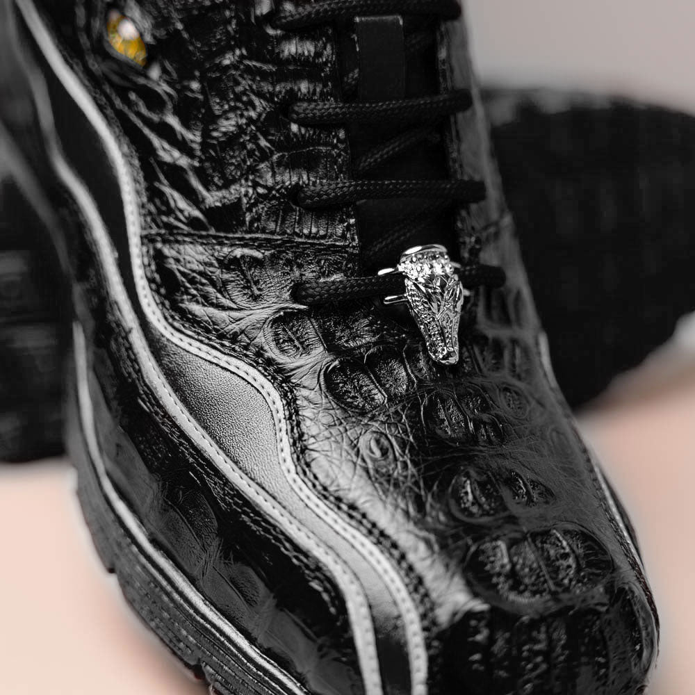 Belvedere Rexy Hornback Crocodile and Calfskin Sneakers Black