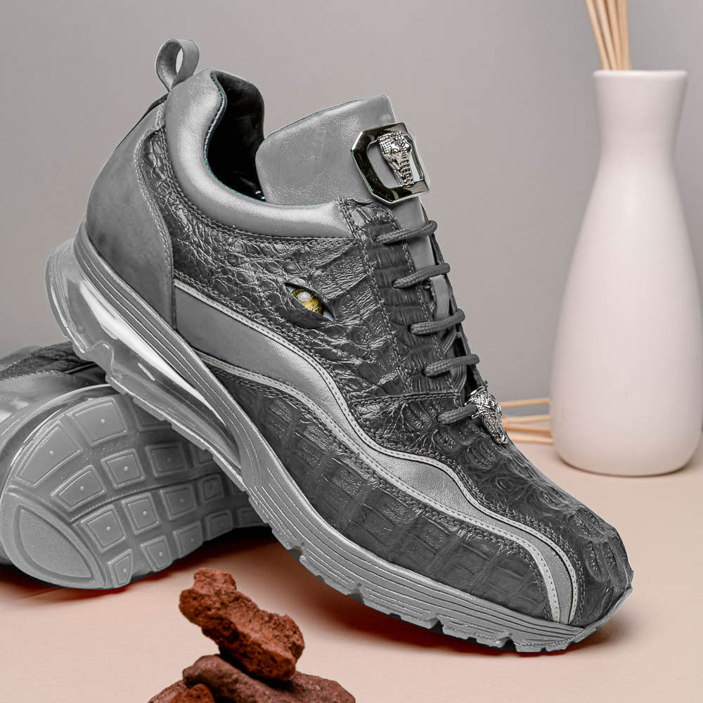 Belvedere Rexy Hornback Crocodile and Calfskin Sneakers Gray