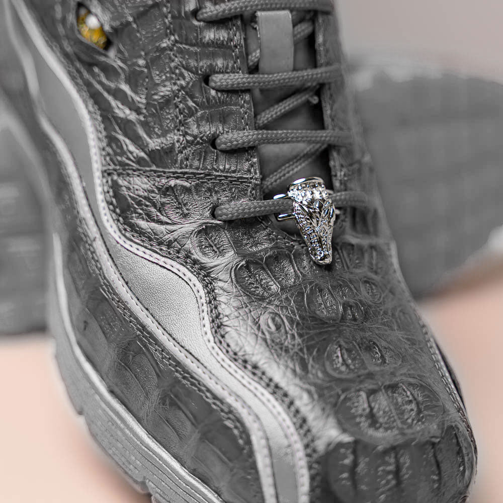 Belvedere Rexy Hornback Crocodile and Calfskin Sneakers Gray