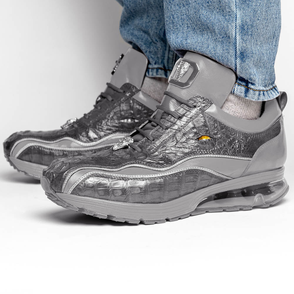 Belvedere Rexy Hornback Crocodile and Calfskin Sneakers Gray