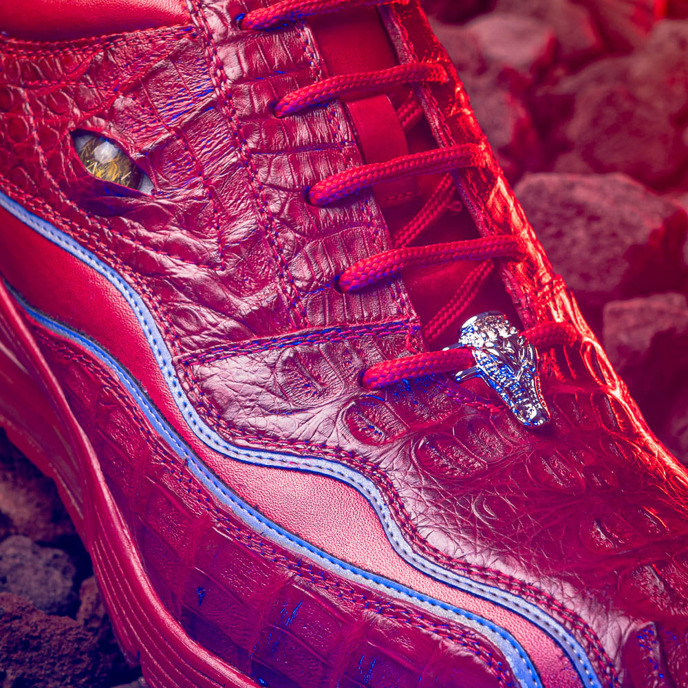 Belvedere Rexy Hornback Crocodile and Calfskin Sneakers Red
