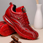 Belvedere Rexy Hornback Crocodile and Calfskin Sneakers Red