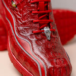 Belvedere Rexy Hornback Crocodile and Calfskin Sneakers Red