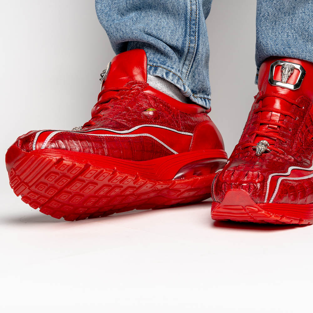 Belvedere Rexy Hornback Crocodile and Calfskin Sneakers Red