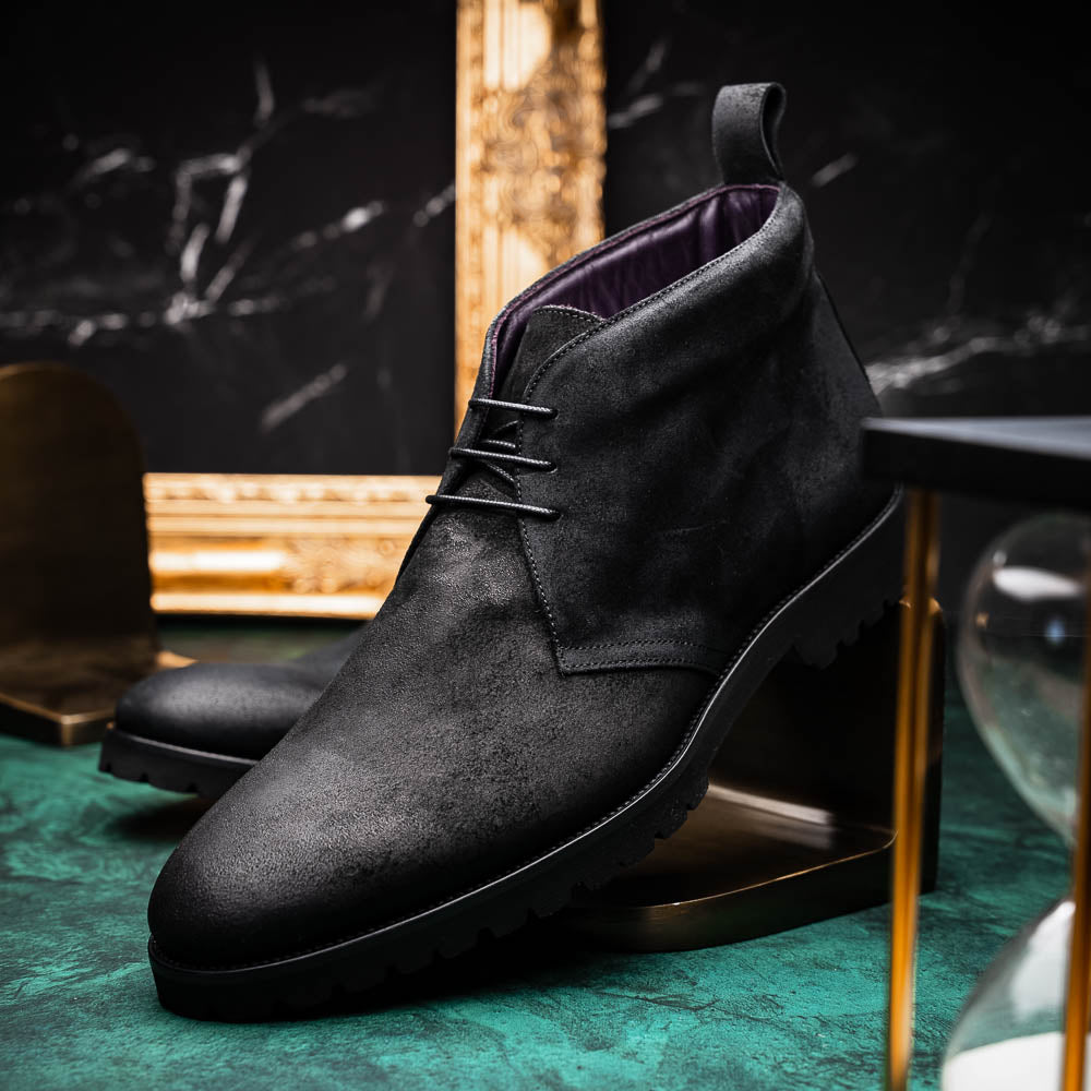 Zelli Rezza Italian Suede Chukka Boot Black (46-602-BLK)