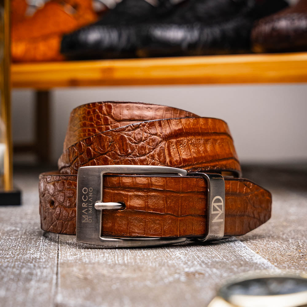 Marco Di Milano Riccardo II Crocodile Belt Bay Apache