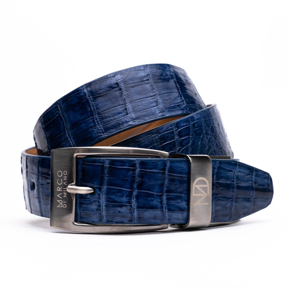 Marco Di Milano Crocodile Belt Blue Jean