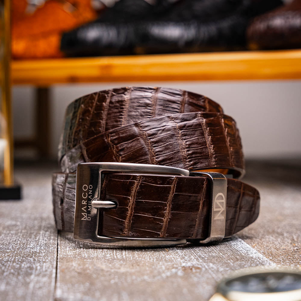 Marco Di Milano Riccardo II Crocodile Belt Dark Brown