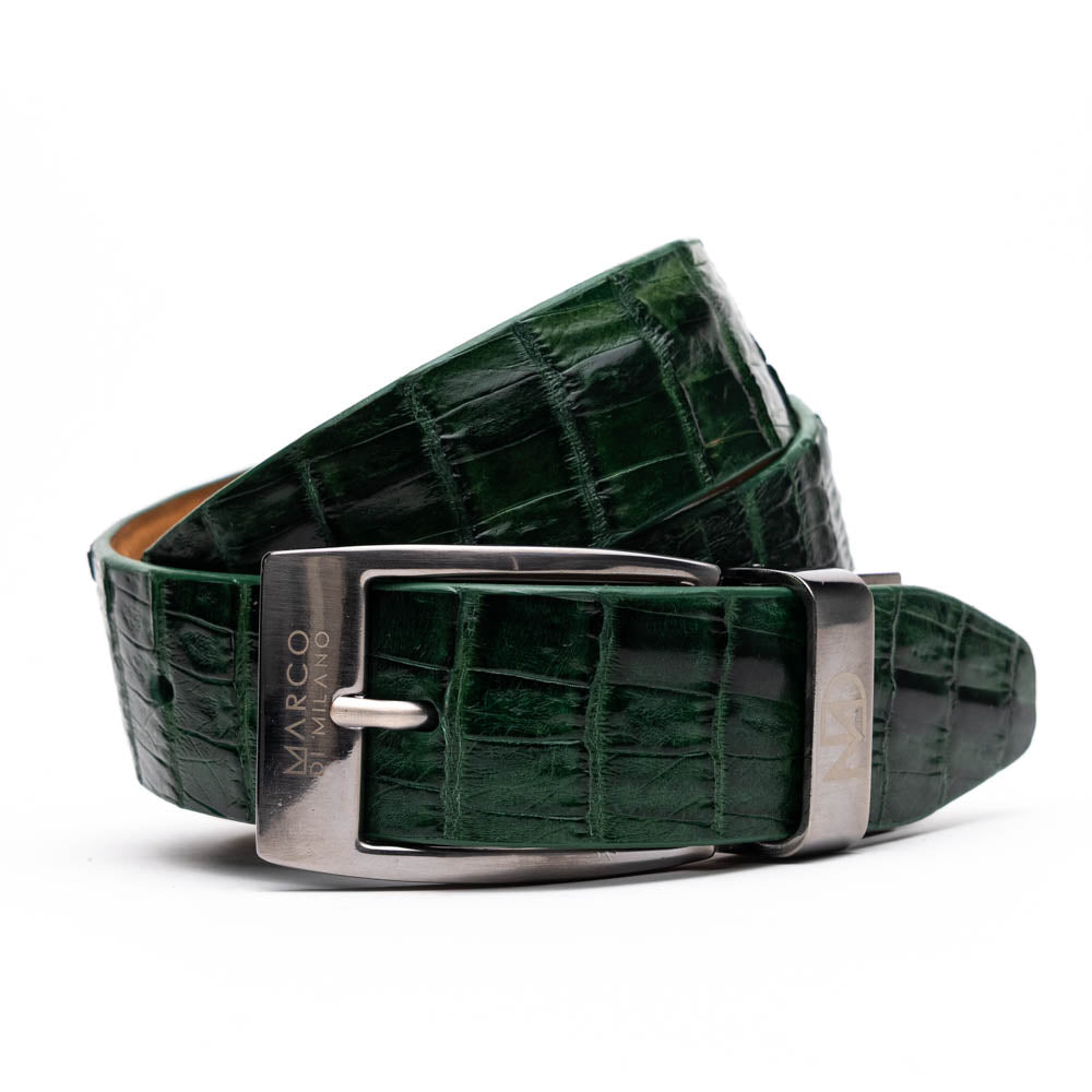 Marco Di Milano Crocodile Belt Forest Green