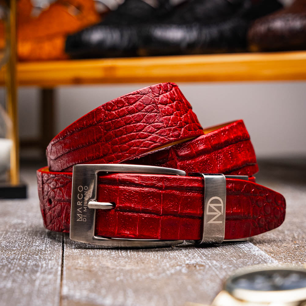 Marco Di Milano Riccardo II Crocodile Belt Red