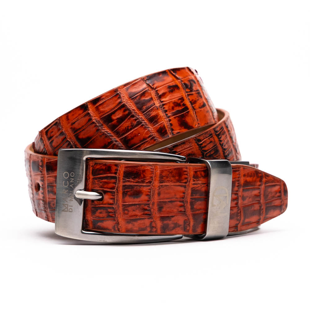 Marco Di Milano Crocodile Belt Rustic Cognac