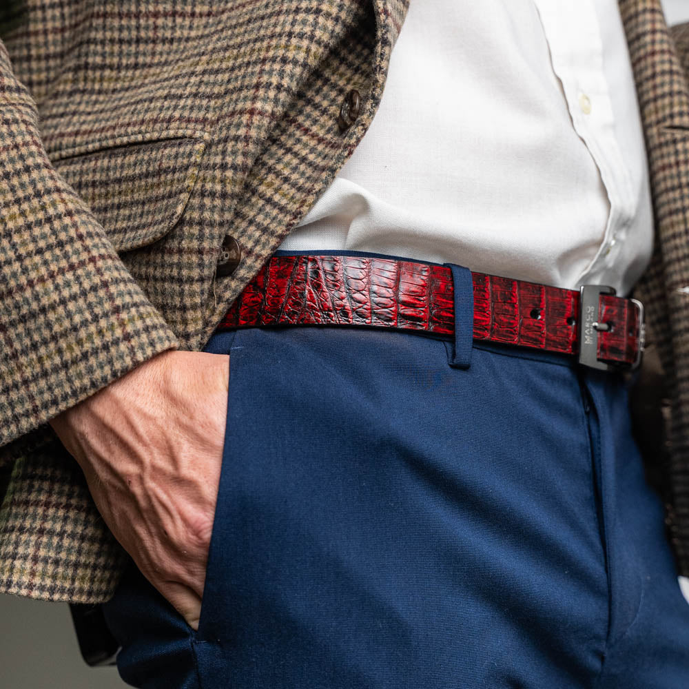 Marco Di Milano Riccardo II Crocodile Belt Black Cherry
