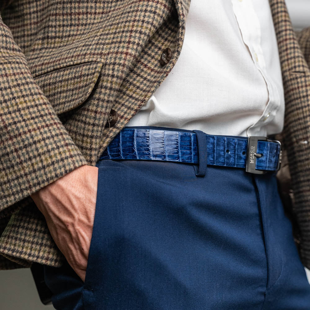 Marco Di Milano Riccardo II Crocodile Belt Blue Jean