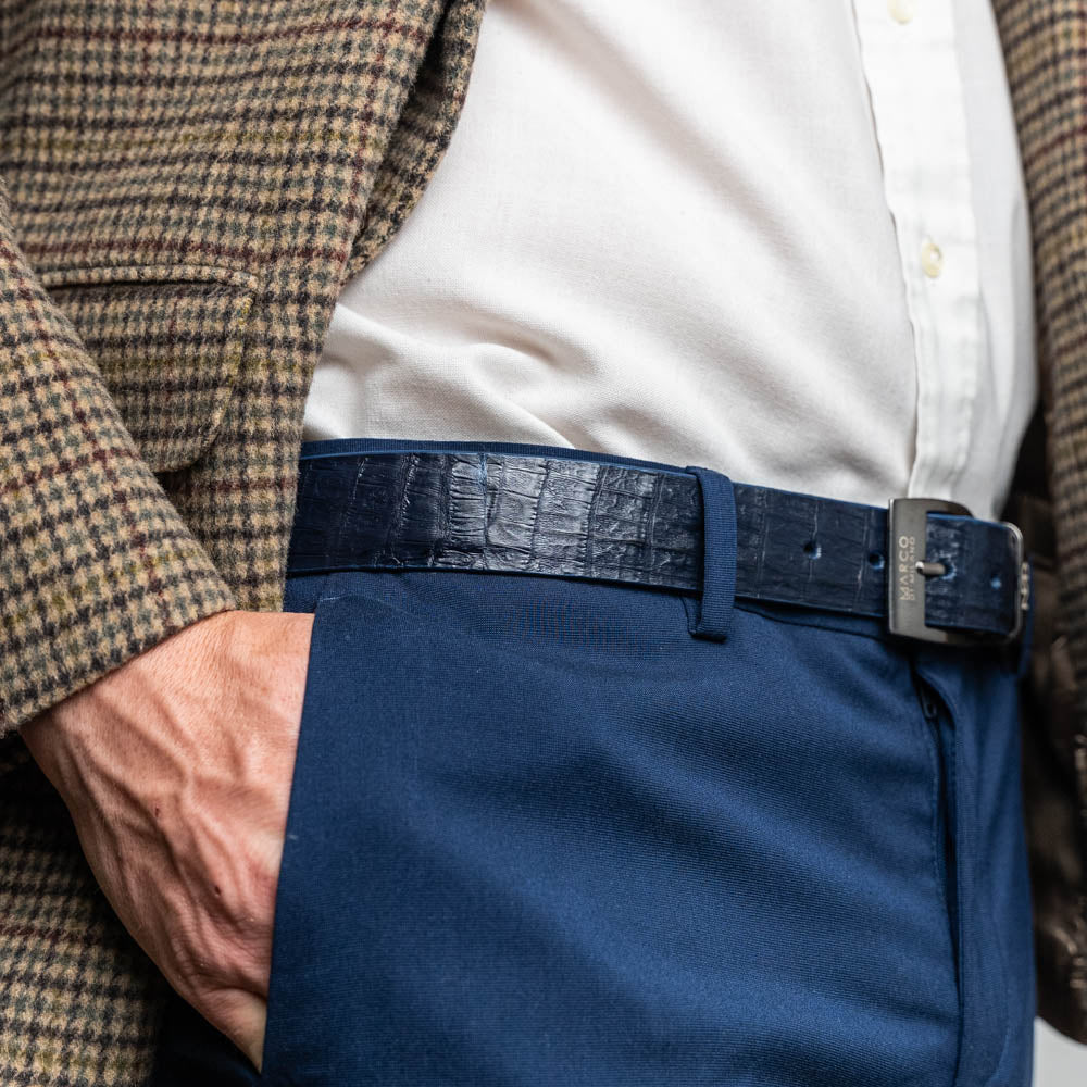 Marco Di Milano Riccardo Crocodile Belt Navy