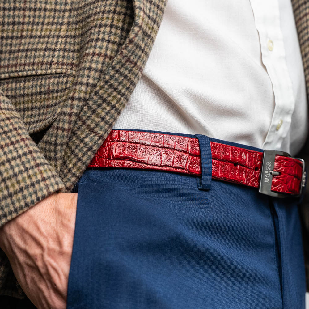 Marco Di Milano Riccardo II Crocodile Belt Red
