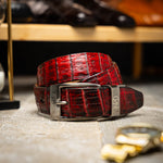 Marco Di Milano Riccardo II Crocodile Belt Black Cherry