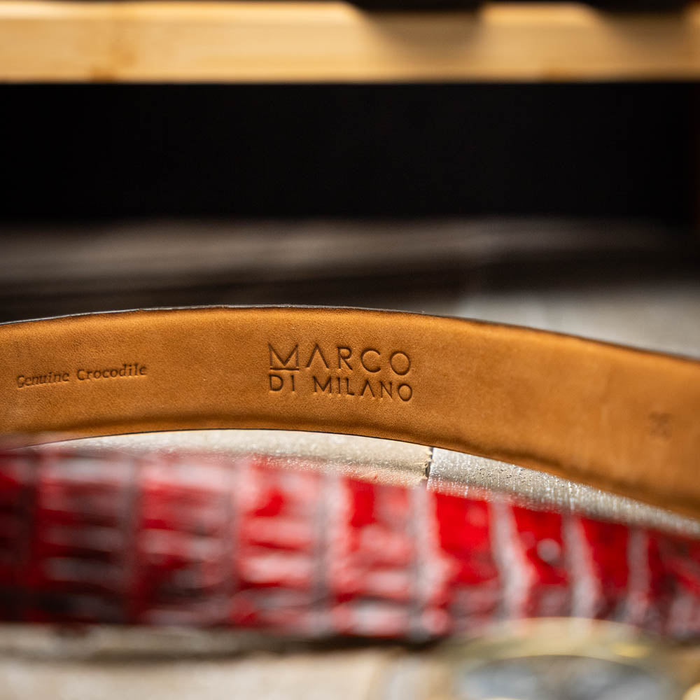 Marco Di Milano Riccardo II Crocodile Belt Black Cherry