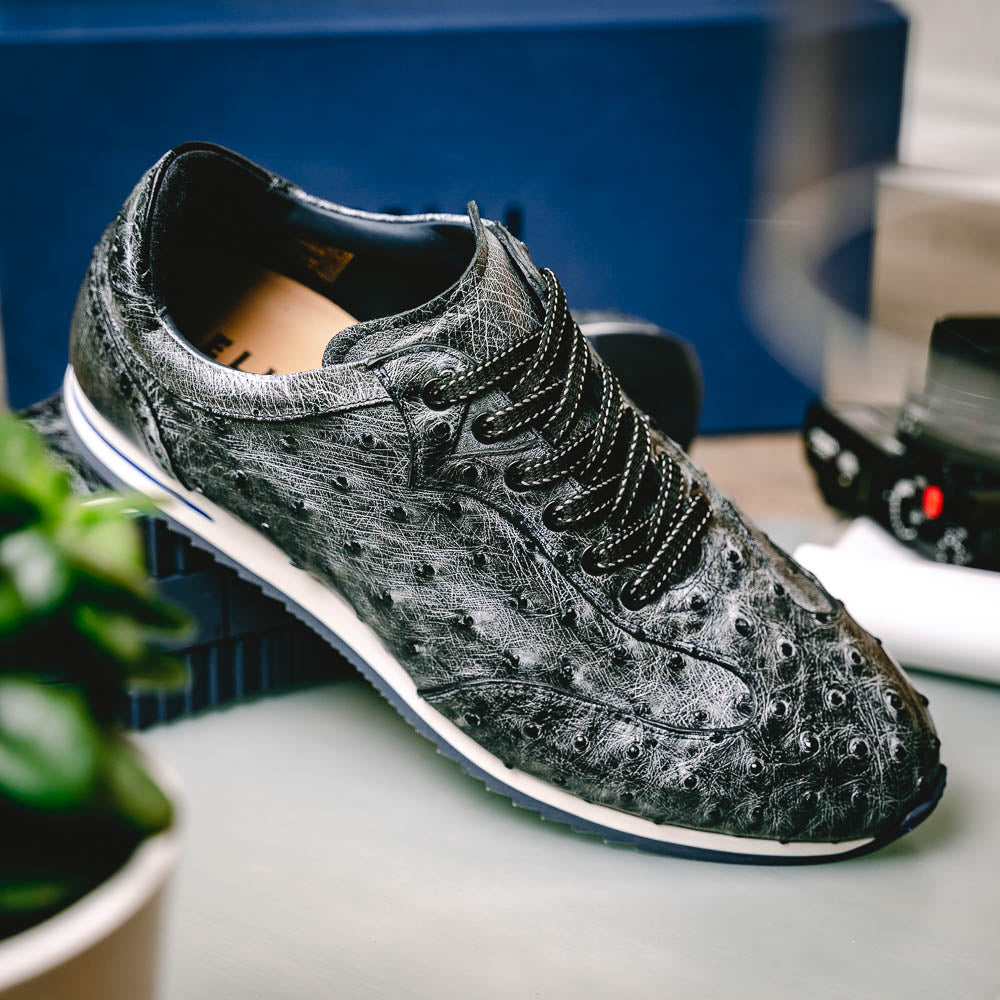 Zelli Rio Ostrich Sneakers Faded Black (63-112-BLK)