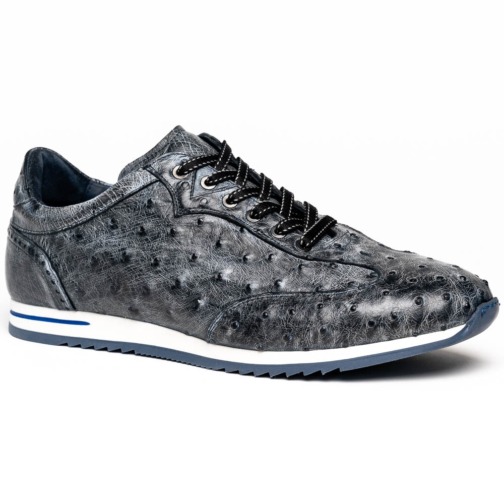 Zelli Rio Ostrich Sneakers Faded Black | MensDesignerShoe.com