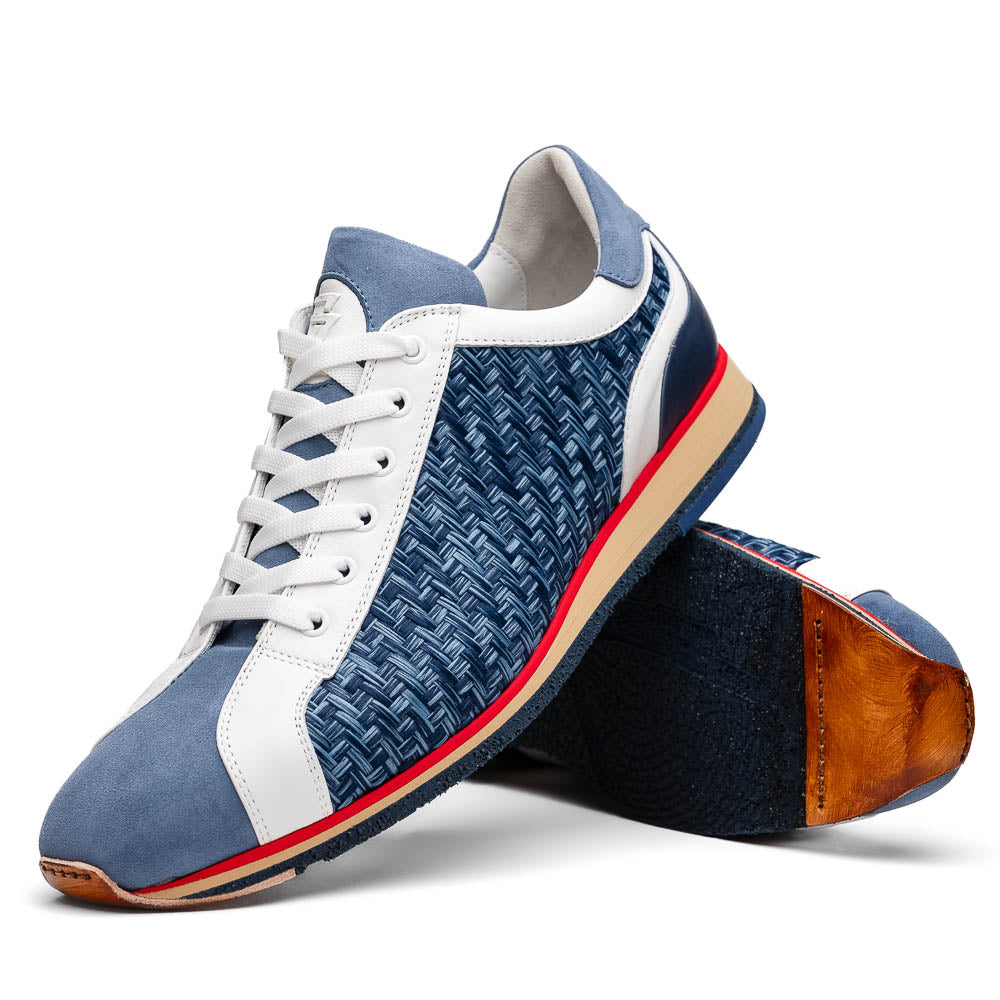 Zelli Ripi Calfskin Hand Weave Sneakers Blue (65-375-BLU)