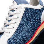 Zelli Ripi Calfskin Hand Weave Sneakers Blue (65-375-BLU)