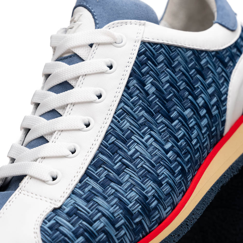 Zelli Ripi Calfskin Hand Weave Sneakers Blue (65-375-BLU)