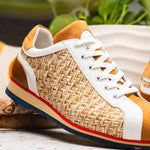 Zelli Ripi Calfskin Hand Weave Sneakers Brown (65-375-BRN)