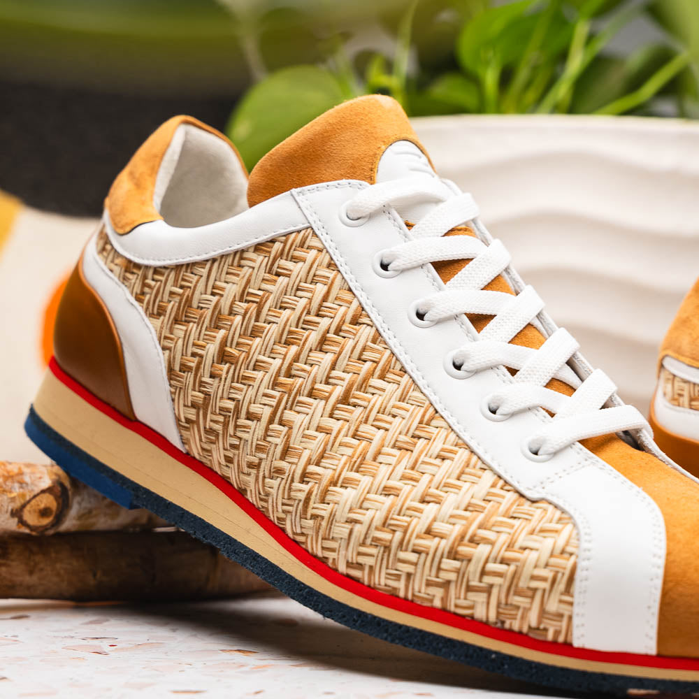 Zelli Ripi Calfskin Hand Weave Sneakers Brown (65-375-BRN)
