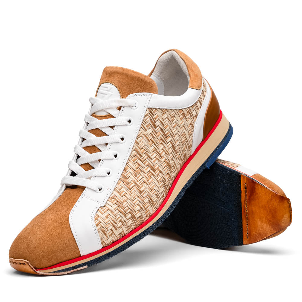 Zelli Ripi Calfskin Hand Weave Sneakers Brown (65-375-BRN)