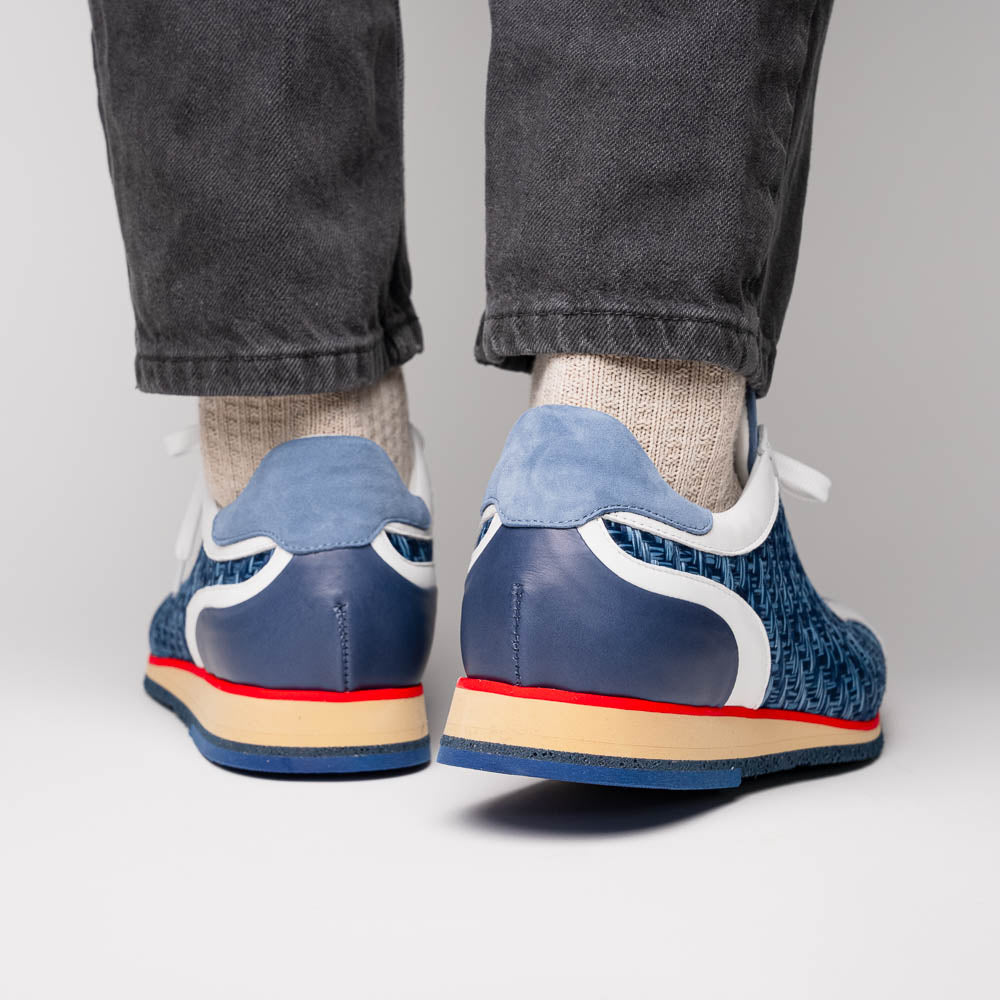 Zelli Ripi Calfskin Hand Weave Sneakers Blue (65-375-BLU)