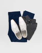Calzoleria Toscana Ripi Baby Alligator & Ostrich Cap Toe White