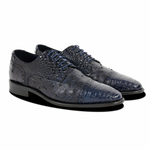 Calzoleria Toscana Ripi Baby Alligator & Ostrich Cap Toe Navy