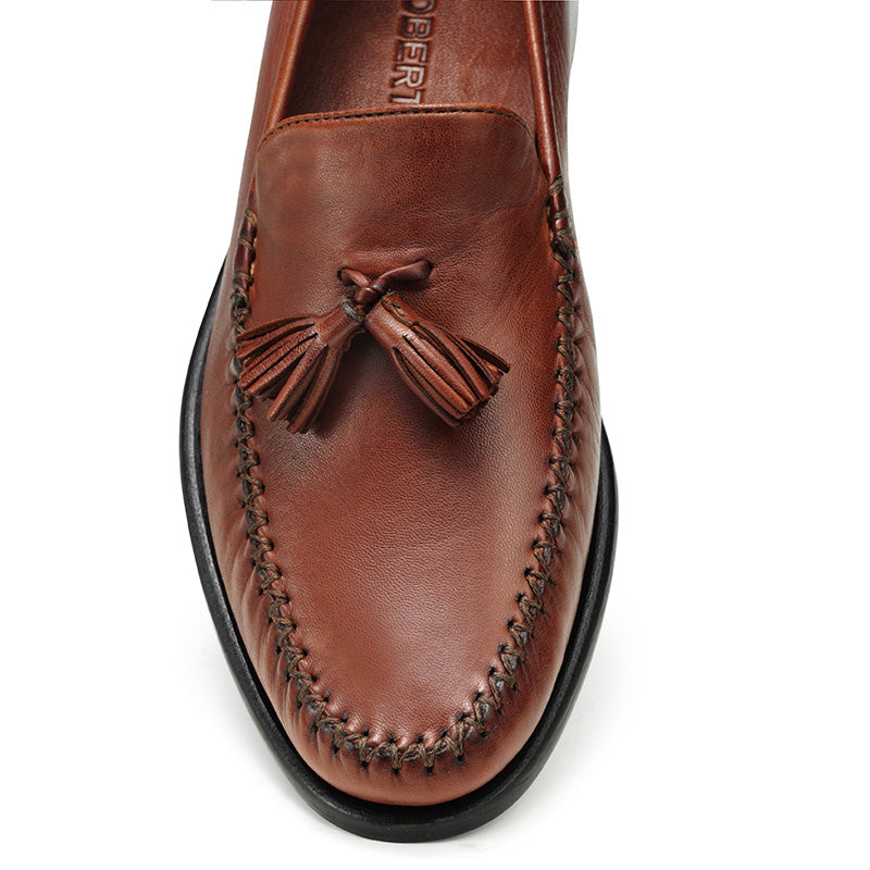 Robert Zur Elon Tassel Loafer Dark Luggage