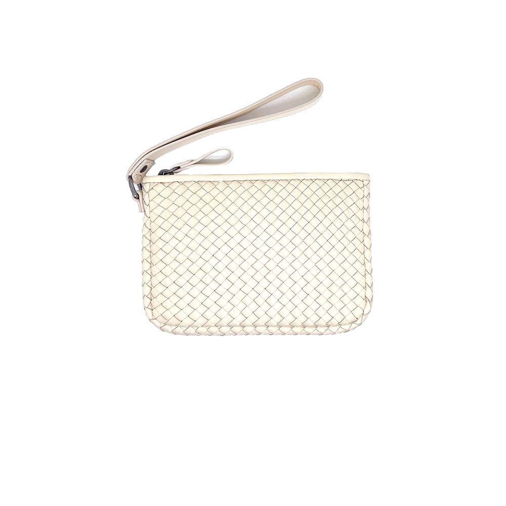 Robert Zur Women's Maya II True Glove Woven Zipper Pouch Bone