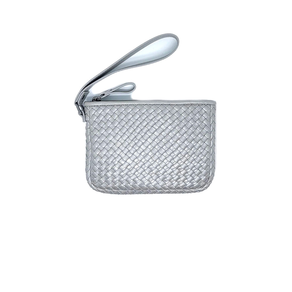 Robert Zur Women's Maya II True Glove Woven Zipper Pouch Silver