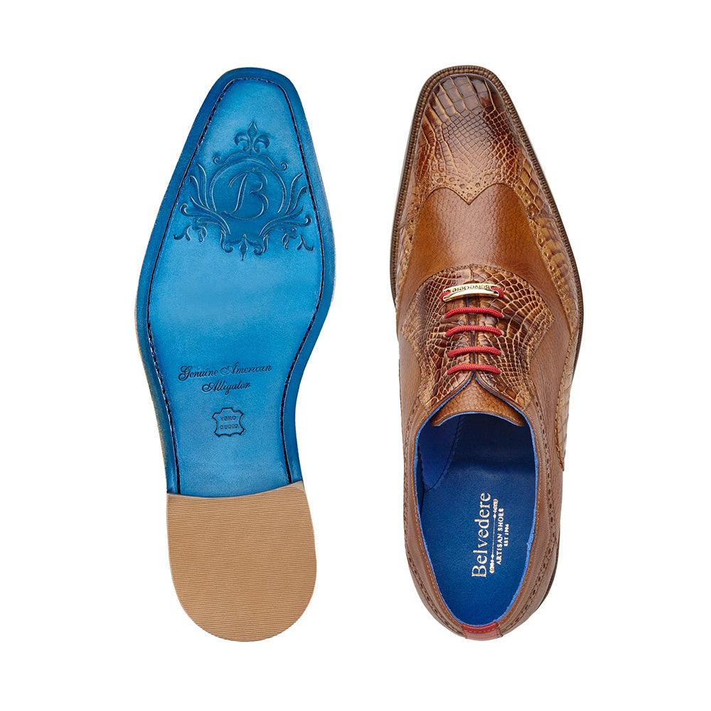 Belvedere Roberto Alligator Oxfords Antique Saddle