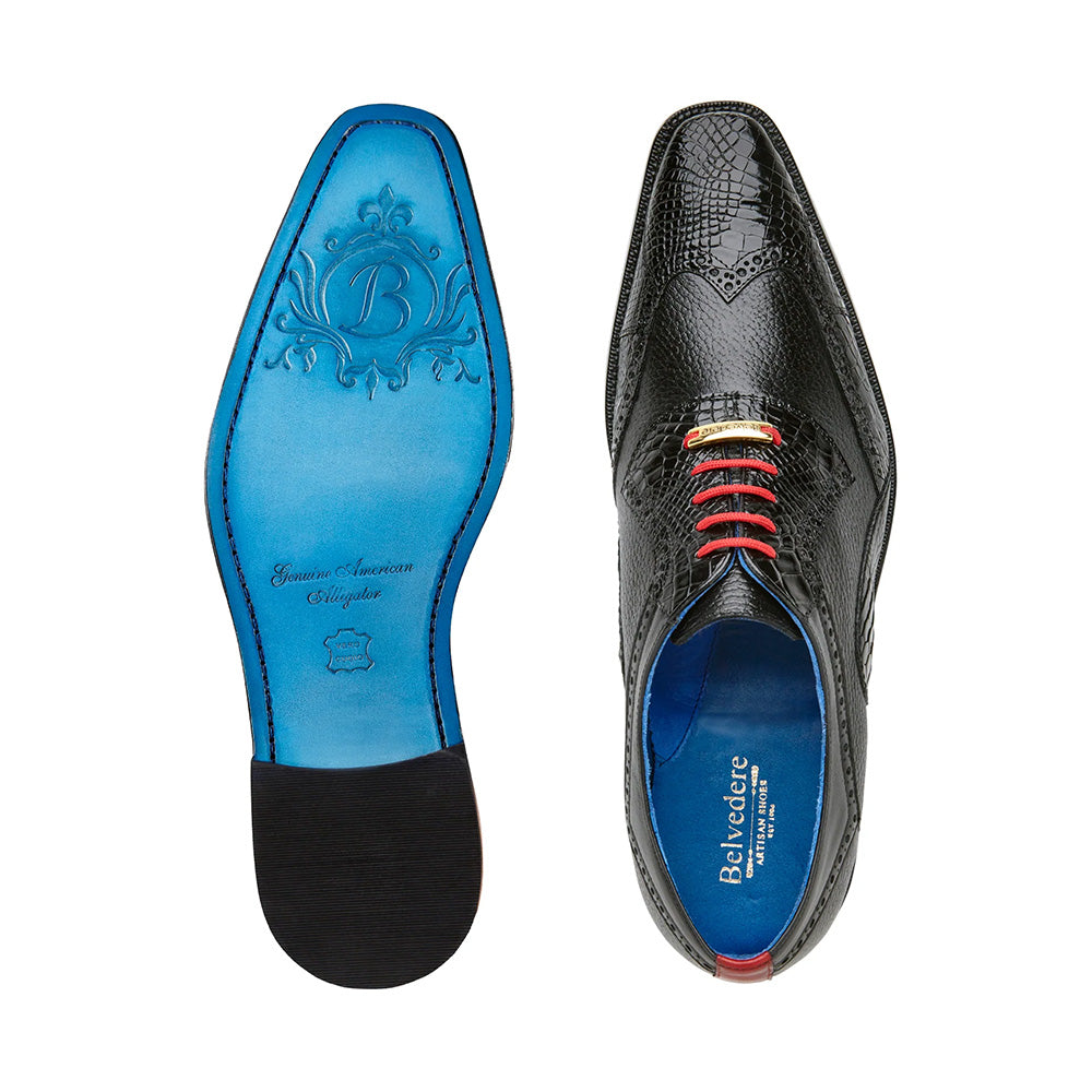 Belvedere Roberto Alligator Oxfords Black (B16)