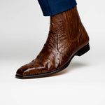 Belvedere Roger Genuine Ostrich Quill Chelsea Boots Ant Brandy (R55)