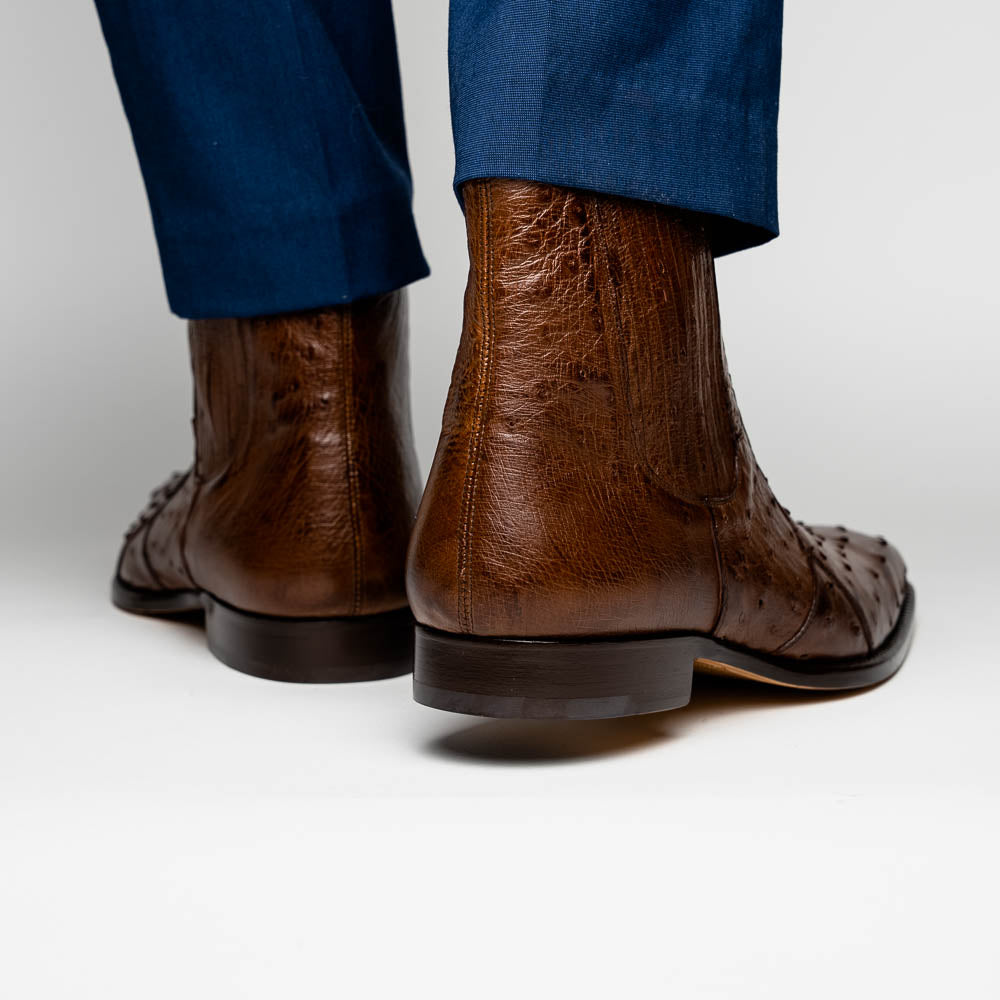 Belvedere Roger Genuine Ostrich Quill Chelsea Boots Ant Brandy (R55)