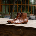 Belvedere Roger Genuine Ostrich Quill Chelsea Boots Ant Brandy (R55)
