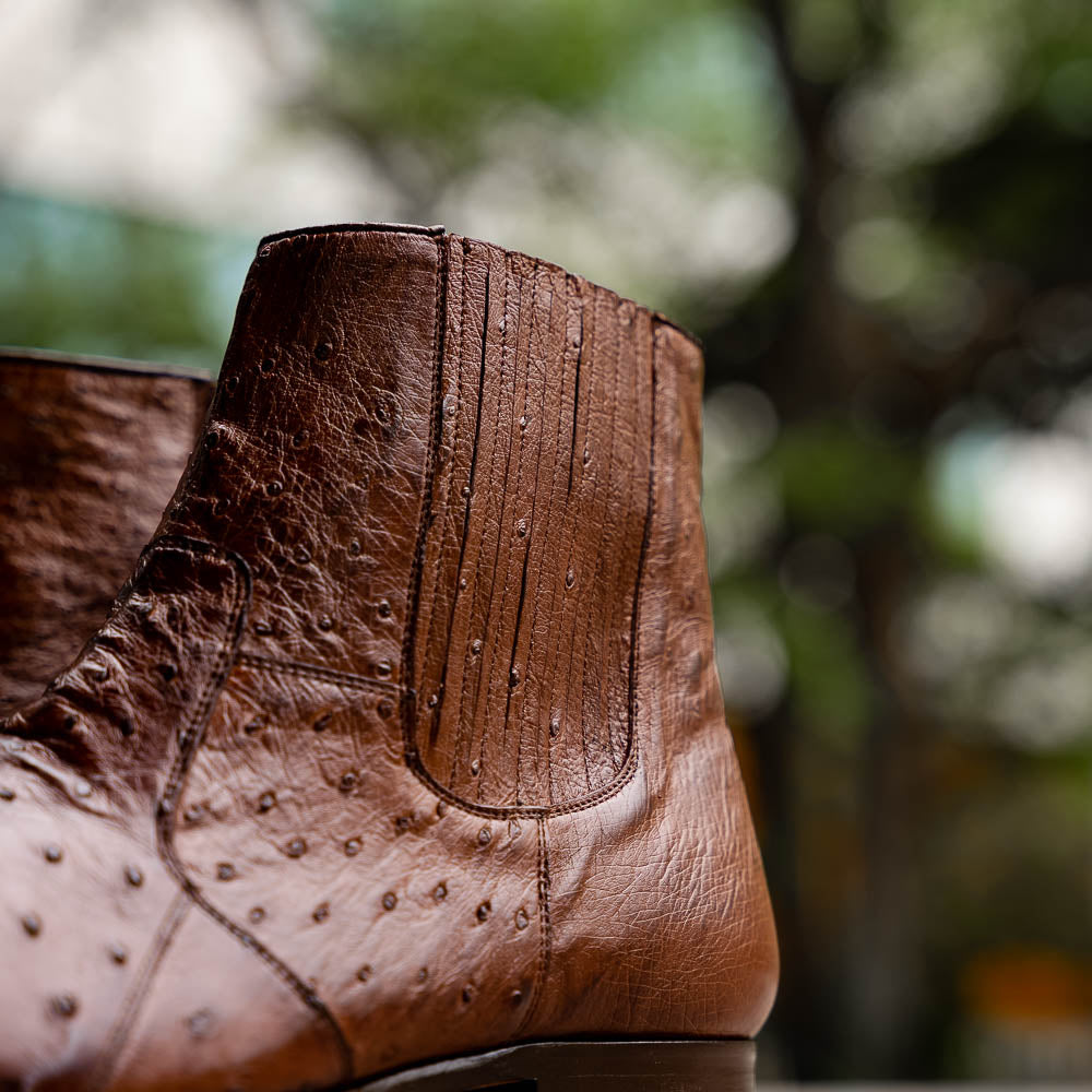 Belvedere Roger Genuine Ostrich Quill Chelsea Boots Ant Brandy (R55)