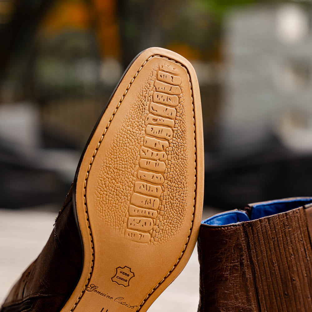 Belvedere Roger Genuine Ostrich Quill Chelsea Boots Ant Brandy (R55)