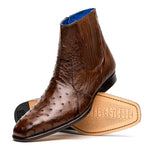 Belvedere Roger Genuine Ostrich Quill Chelsea Boots Ant Brandy (R55)