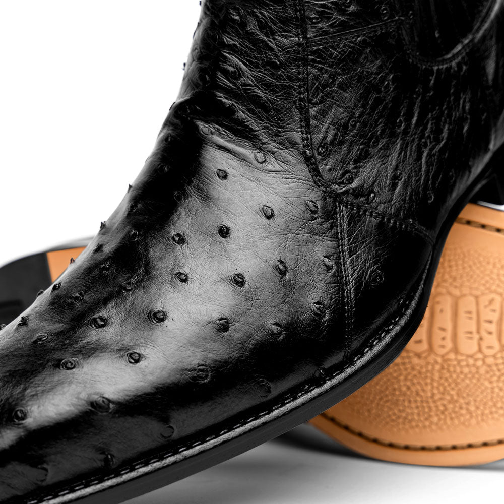 Belvedere Roger Genuine Ostrich Quill Chelsea Boots Black (R55)