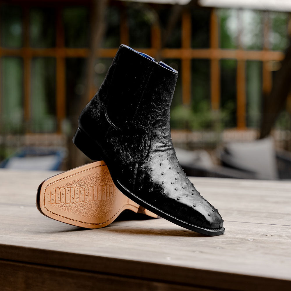 Belvedere Roger Genuine Ostrich Quill Chelsea Boots Black (R55