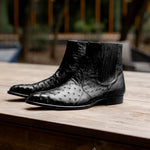 Belvedere Roger Genuine Ostrich Quill Chelsea Boots Black (R55)